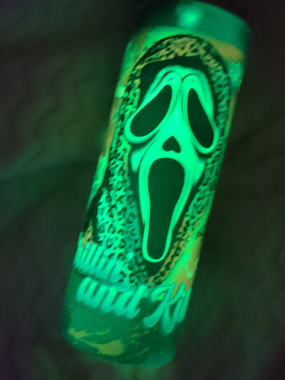 Chillin' and Killin' Ghostface Rainbow 20oz Stainless Steel Tumbler "Glows in the Dark"